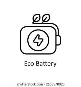 Eco Battery vector Outline Icon Design illustration on White background. EPS 10 File 