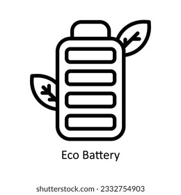 Eco Battery Vector  outline Icon Design illustration. Nature and ecology Symbol on White background EPS 10 File