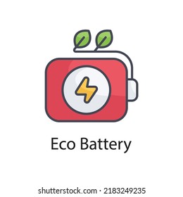 Eco Batteryvector Filled Outline Icon Design illustration on White background. EPS 10 File 