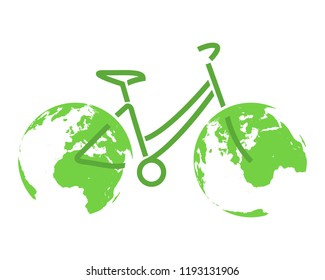 Eco bicycle vector logo illustration green