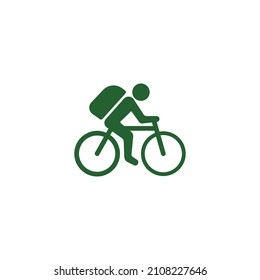 Eco bike delivery, delivery man on bicycle simple icon vector illustration. For web and mobile UI UX