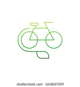Eco bike with leaf logo template vector green bicycle icon design