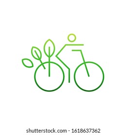 Eco bike with leaf logo template vector green bicycle icon design
