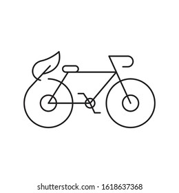 Eco bike with leaf logo template vector green bicycle icon design