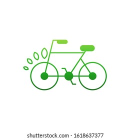 Eco bike with leaf logo template vector green bicycle icon design