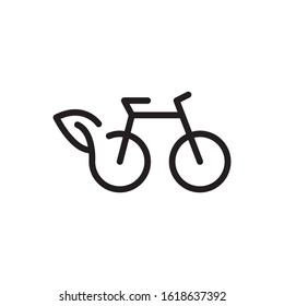 Eco bike with leaf logo template vector green bicycle icon design
