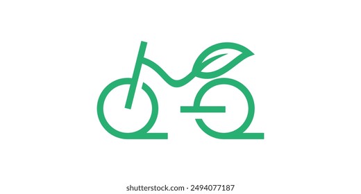 diseño de logotipo de bicicleta ecológica, respetuoso con el medio ambiente, plantas, transporte, diseño de logotipo de símbolo, ícono, Vector, creativo, idea.