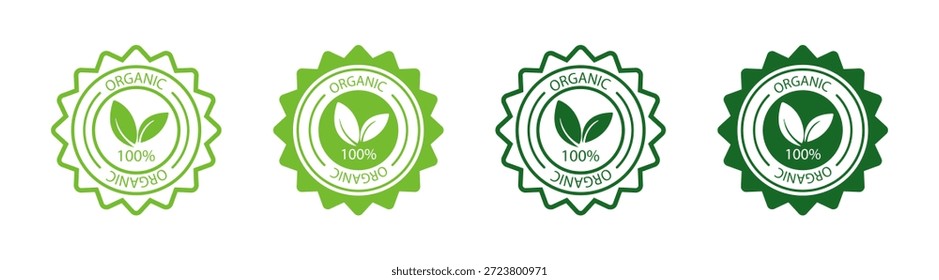 Eco Bio Badge e conjunto de rótulos, Verde Natural e Orgânico Alimentos Ícones, Emblemas e Símbolos para Produtos Vegetarianos Saudáveis, Ilustração Vetor, Isolado no Fundo Transparente