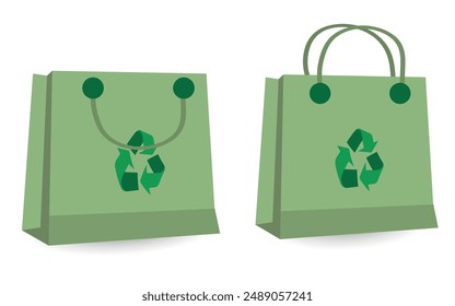 Eco bio bag set recycle in green color