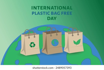 Eco bio bag set recycle International plastics bag free day with Earth 