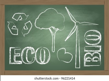 ECO and BIO concept blackboard education vector