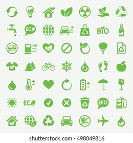 eco bio green simple icons om white background