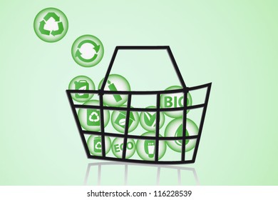 Eco & bio icons basket concept