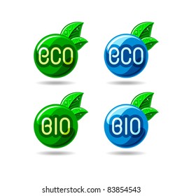 Eco and bio icons. Vector icons illustration.