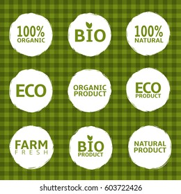 Eco and bio label set. Organic and natural product icons