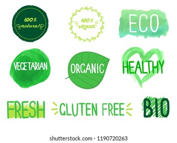 Eco and bio lables collection. Vector illustration