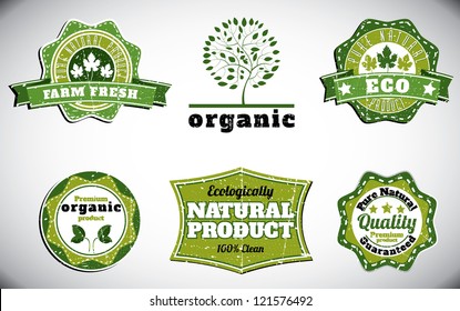 eco bio natural logos with removable grunge effect