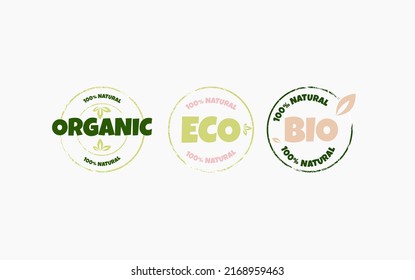 Eco, bio, organic and natural products sticker, label, badge and logo.
Ecology icon. Logo template with green leaves for organic and eco
friendly products. Vector illustration