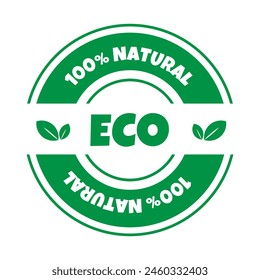 Eco, bio, organic and natural products sticker, label, badge and logo.
Ecology icon. Logo template with green leaves for organic and eco
friendly products. Vector illustration