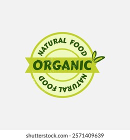 Eco, bio, organic and natural products sticker, label, badge, and logo. Ecology icon. Logo template with green leaves for organic products. Vector illustration.