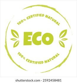 Eco, bio, organic and natural products sticker, label, badge and logo. Ecology icon. Logo template with green leaves for organic and eco friendly products. Vector illustration