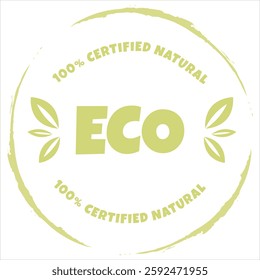 Eco, bio, organic and natural products sticker, label, badge and logo. Ecology icon. Logo template with green leaves for organic and eco friendly products. Vector illustration