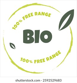 Eco, bio, organic and natural products sticker, label, badge and logo. Ecology icon. Logo template with green leaves for organic and eco friendly products. Vector illustration
