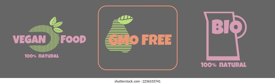 Eco, bio, organic sticker, label, ecology icon. Logo template with green leaves for organic and eco friendly products. Vector illustration.