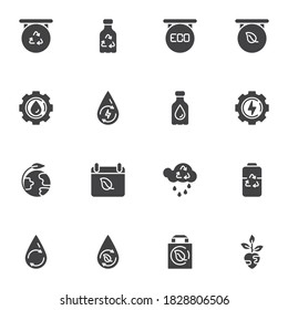 Eco, bio, organic vector icons set, modern solid symbol collection, filled style pictogram pack. Signs, logo illustration. Set includes icons as natural product, alternative power, green energy