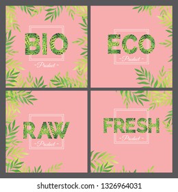 Eco, bio pink- green cards templates, universal design for your product
