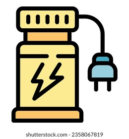 Eco Bio-Plug-Symbol Umriss-Vektorgrafik. Ökologische Energie. Aquarellfarbstoff