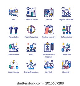 ECO and Bio Technology Filled Icons - Stroked, Vectors