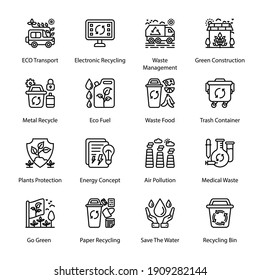 ECO and Bio Technology Outline Icons - Stroked, Vectors,