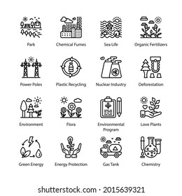 ECO and Bio Technology Outline Icons - Stroked, Vectors