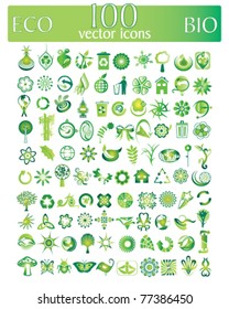 eco and bio vector set of 100 vector icons and design-elements