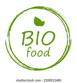 Eco, bio, vegan food stickers template, logo with leaves for organic and eco friendly products. Eco sticker for labeling package, food, cosmetics. Hand drawn style for BIO, ECO, GMO FREE products.