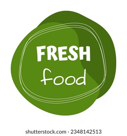 Eco, bio, vegan food stickers template, logo with leaves for organic and eco friendly products. Eco stickers for labeling package, food, cosmetics. Hand drawn style.