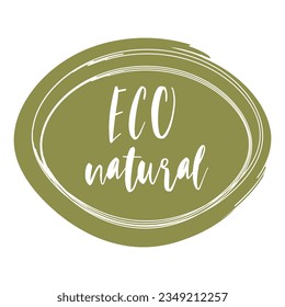 Eco, bio, vegan food stickers template, logo with leaves for organic and eco friendly products. Eco stickers for labeling package, food, cosmetics. Hand drawn style.