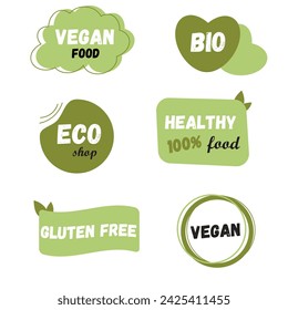 Eco Bio Vegano Iconos Vector