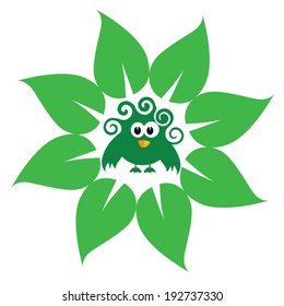 eco bird green vector illustration