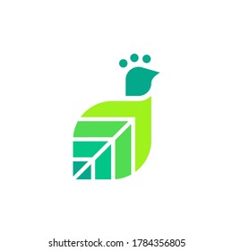 Eco bird & leaf vector icon concept