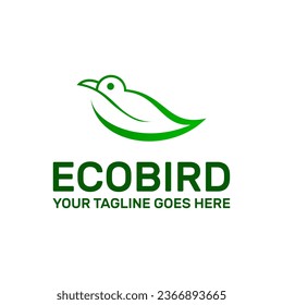 eco bird logo template, a green leaf in the shape of a bird