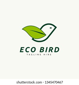 eco bird logo, wings leaf and bird symbol
