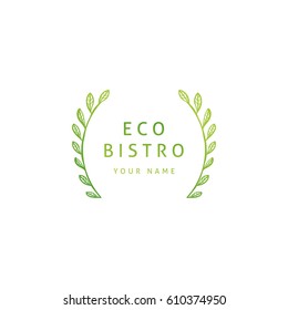 Eco bistro logo template with leaves