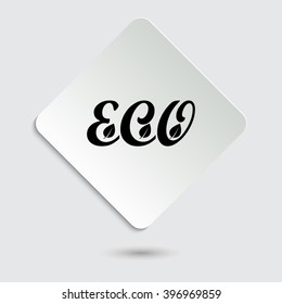 eco - black vector icon  on a paper button