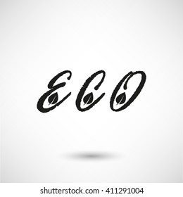 eco - black vector icon  with shadow