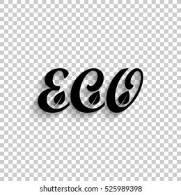 eco - black vector  icon with shadow