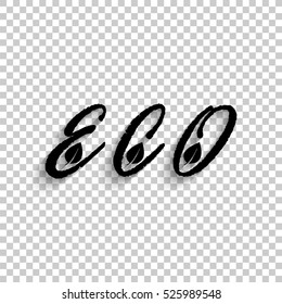 eco - black vector  icon with shadow