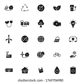 eco black vector icons isolated on white background. ecology icon set for web and ui design, mobile apps and print products