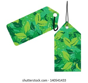 eco blank price tag in green leaves vector illustration